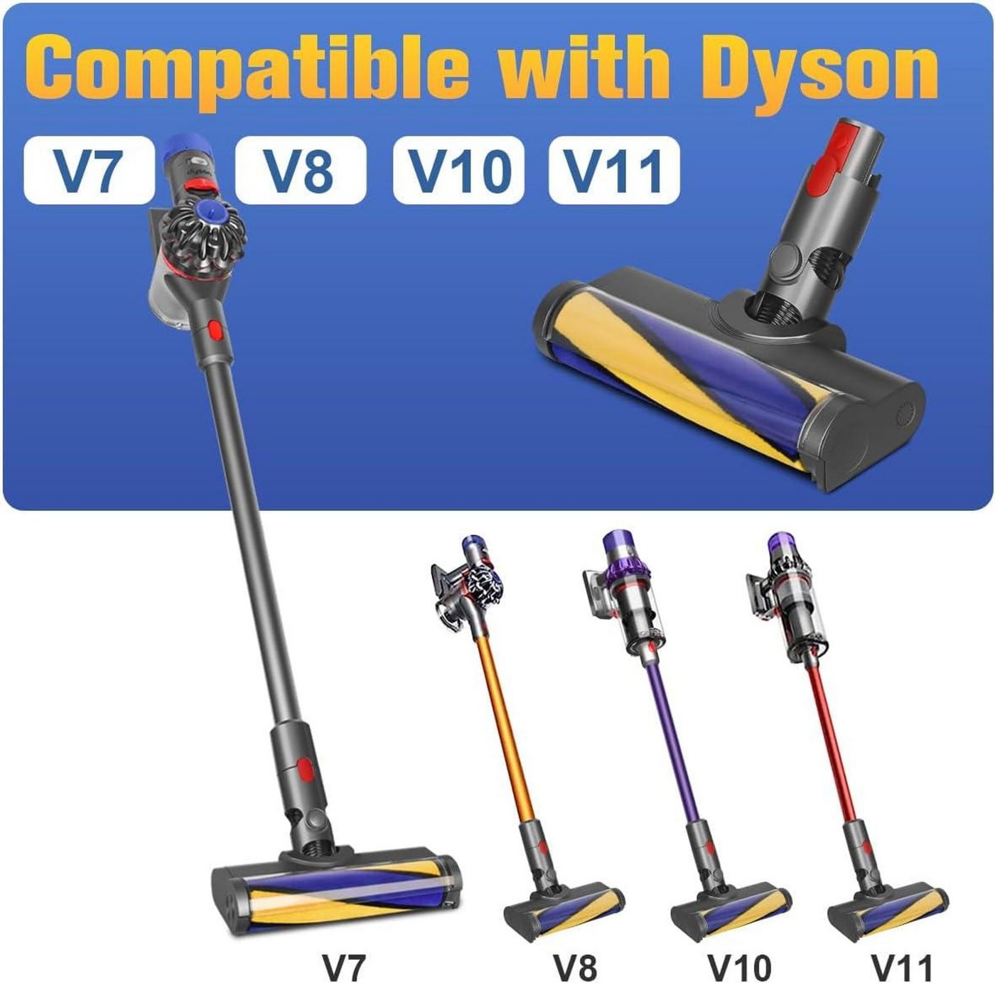 FELIXLEO Turbodüse LED Bodendüse für Dyson V8 V10 V11 V15 Hartboden Bürste, (1-tlg) Bild 4