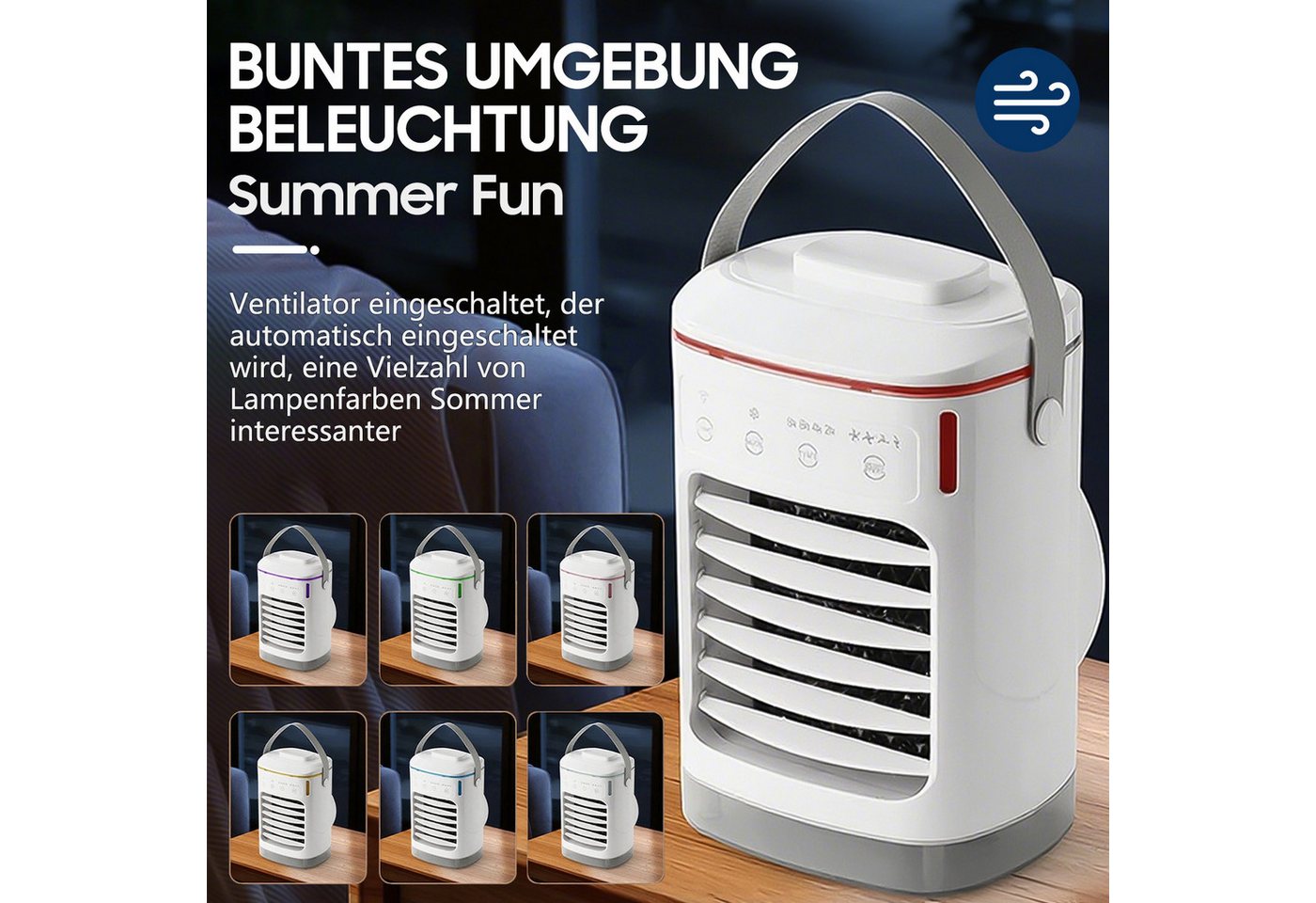 MOPUEA Standventilator Turmventilator Tischklimagerät Kühlventilator Mini Ventilator 4 Stufen, Mobiler Luftkühler Klimagerät Ventilatorkombigerät mit Wasserkühlung Bild 2