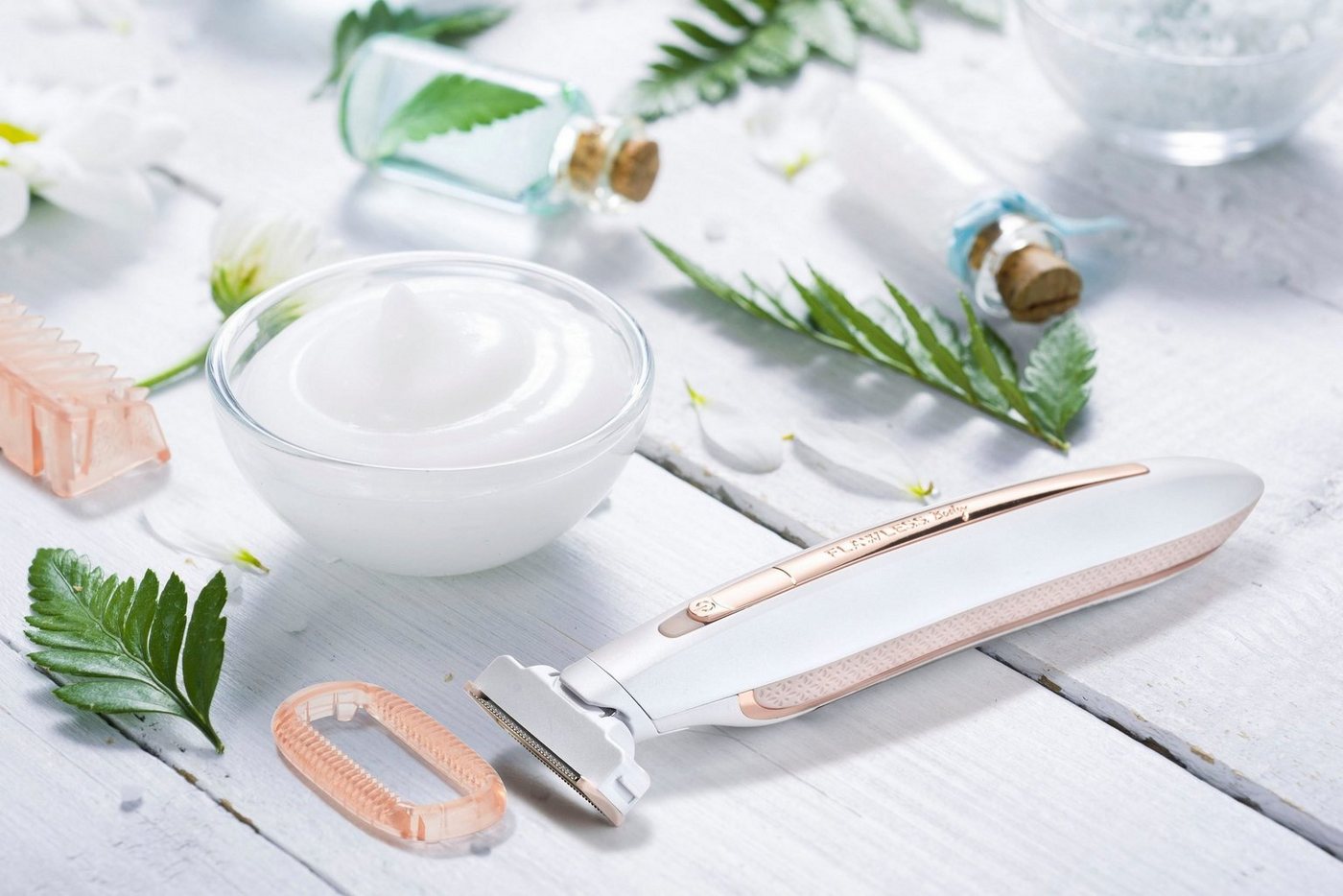 Genius Körper- und Bikinitrimmer Genius Körperrasierer Flawless Body, Aufsätze: 3, 8- teiliges Set, Rasieren Trockenrasieren Stylen Trimmen