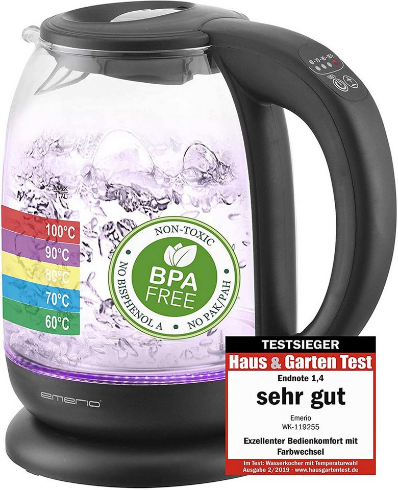 Emerio Wasserkocher WK-119255 mit Temperaturwahl, 2200 W Bild 5