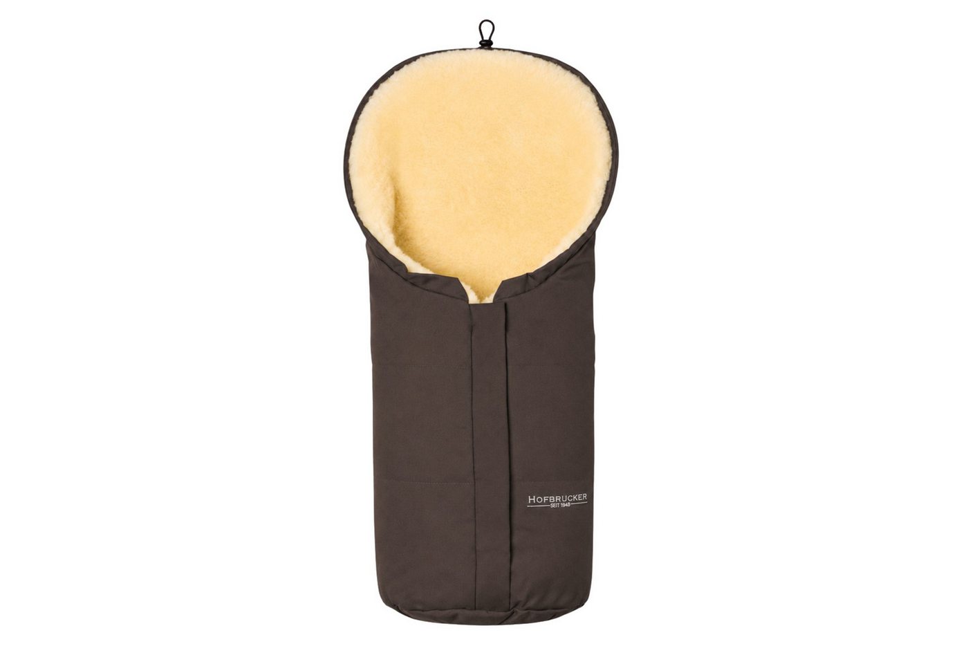 Hofbrucker seit 1948 Fußsack Lammfell-Fußsack Eskimo für Babyschale, Kinderwagen und Buggy, warmer Winterfußsack mit echtem Lammfell wasserabweisend mit mittigem