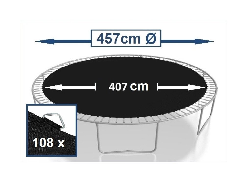 walexo Gartentrampolin Sprungtuch Ø 457 cm 108 Ösen (Federn 17,8 cm), (Sprungtuch inclusive Federspanner) Bild 2