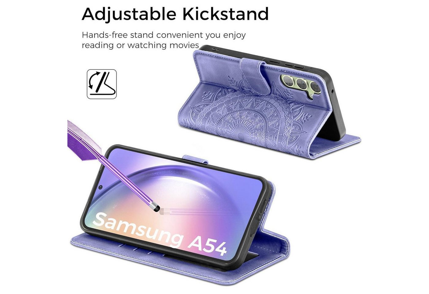 LuxusKollektion Flip Case Lederhülle Samsung Galaxy A54 5G Flip Wallet Cover Lila Bild 3