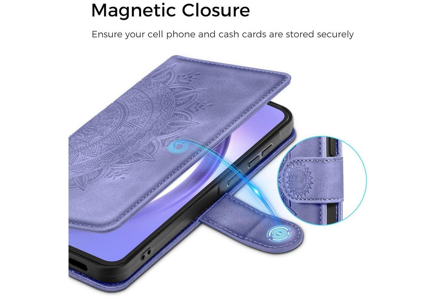 LuxusKollektion Flip Case Lederhülle Samsung Galaxy A54 5G Flip Wallet Cover Lila Bild 4