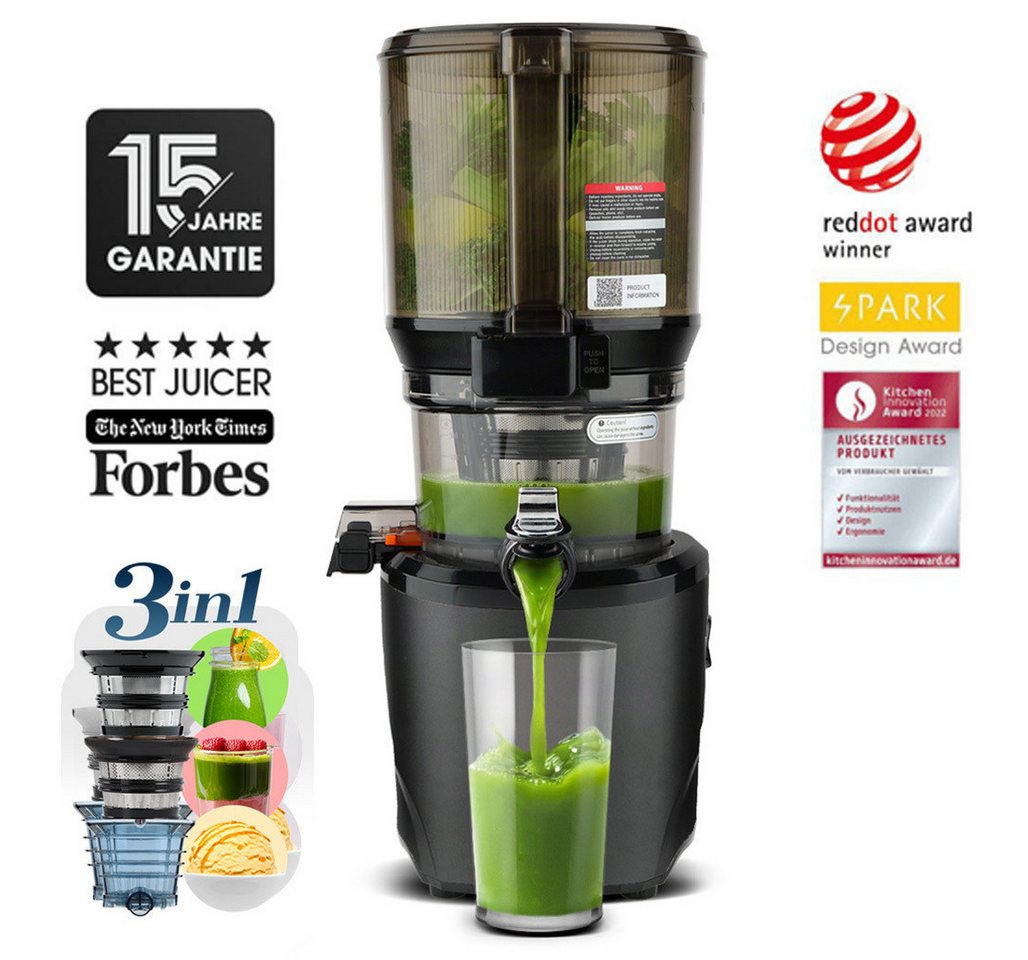 Kuvings Slow Juicer KUVINGS AUTO10S HANDS-FREE SLOW JUICER Premium (KHS-2591CE), 200 W, 3.000-ml-Hopper,Saft, Smoothies, Sorbet, Nussmilch (mit Filter-Set) Bild 2