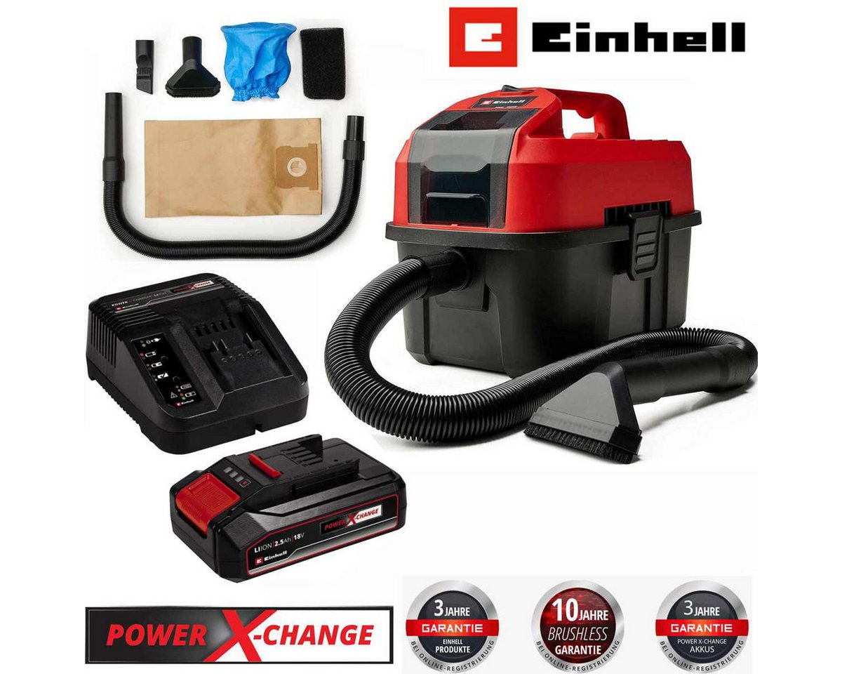 Einhell Nass-Trocken-Sauger Nass-Trockensauger TE-VC 18/10 Li Akku 2.5 Ah, Ladegerär, Zubehör Bild 3