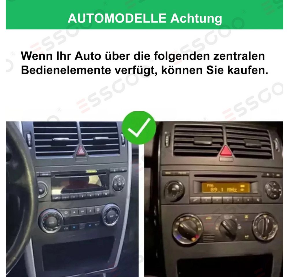 ESSGOO Android 15 Für Mercedes Benz A/ B-Klasse W245 W169 Autoradio Autoradio (RDS, 4+64GB optional, Digitalradio (DAB), FM, Apple Carplay Android Auto GPS Navi WIFI BT SWC EQ)