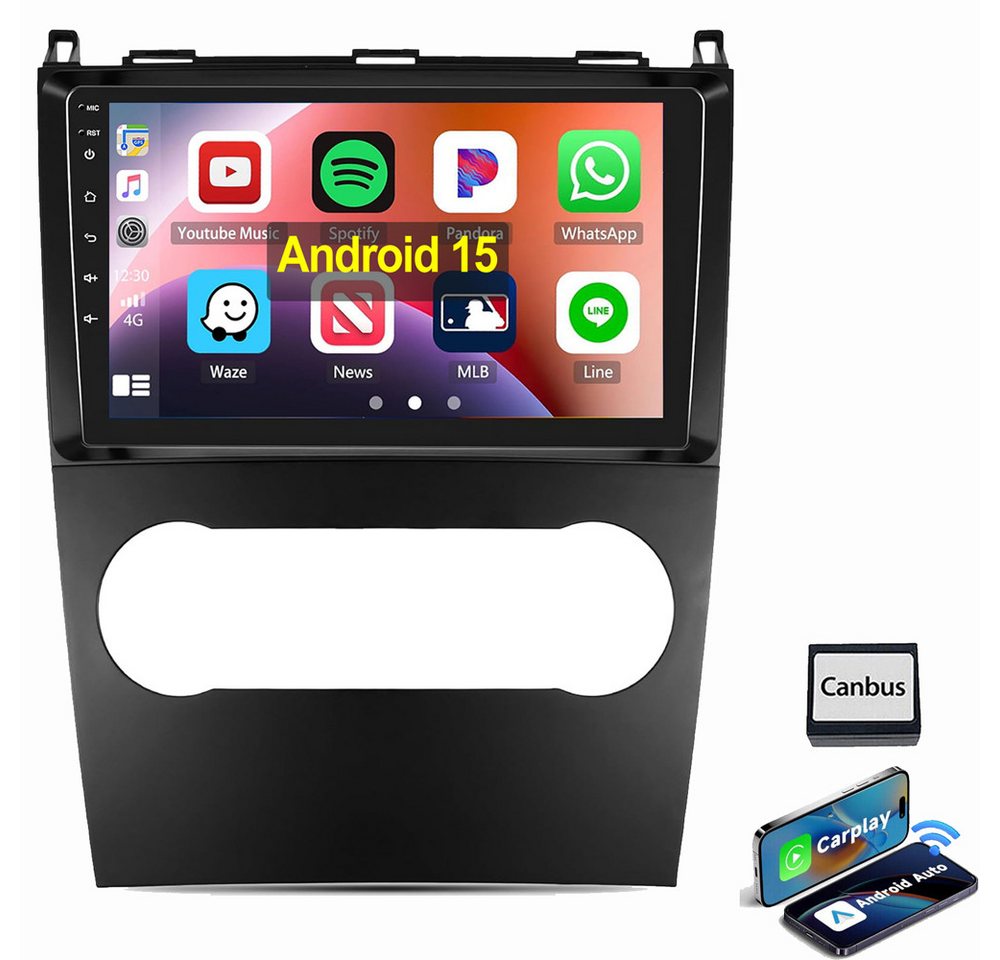 ESSGOO Android 15 Für Mercedes Benz A/ B-Klasse W245 W169 Autoradio Autoradio (RDS, 4+64GB optional, Digitalradio (DAB), FM, Apple Carplay Android Auto GPS Navi WIFI BT SWC EQ) Bild 4