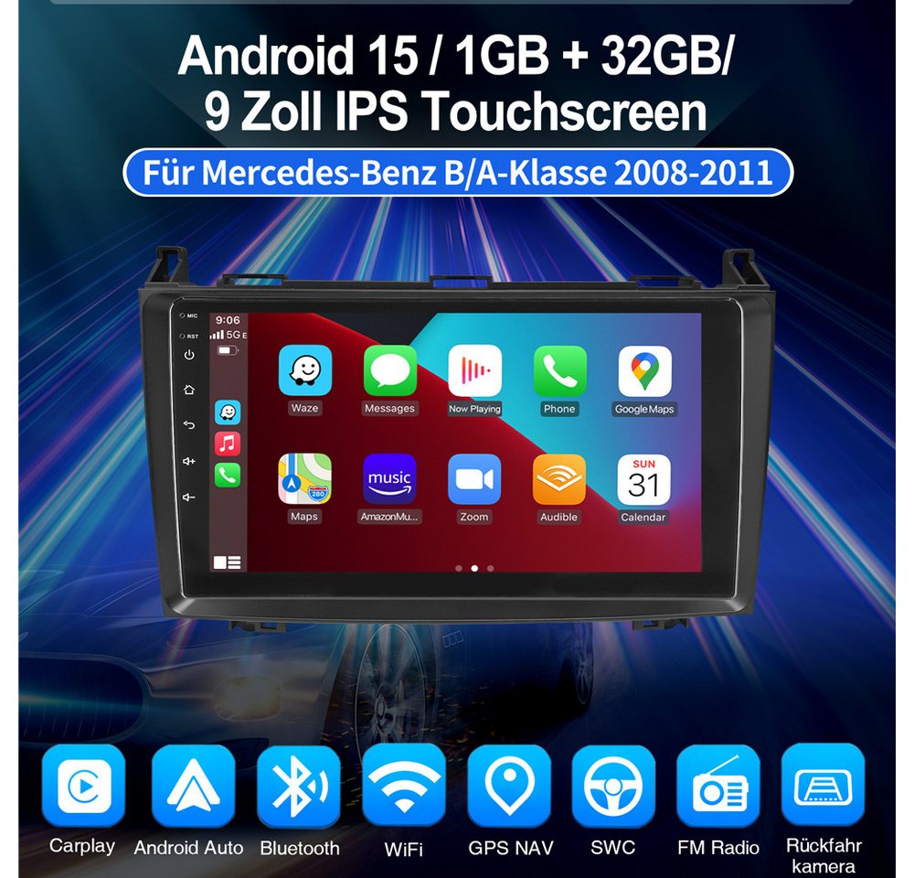 ESSGOO Android 15 Für Mercedes Benz A/ B-Klasse W245 W169 Autoradio Autoradio (RDS, 4+64GB optional, Digitalradio (DAB), FM, Apple Carplay Android Auto GPS Navi WIFI BT SWC EQ) Bild 5