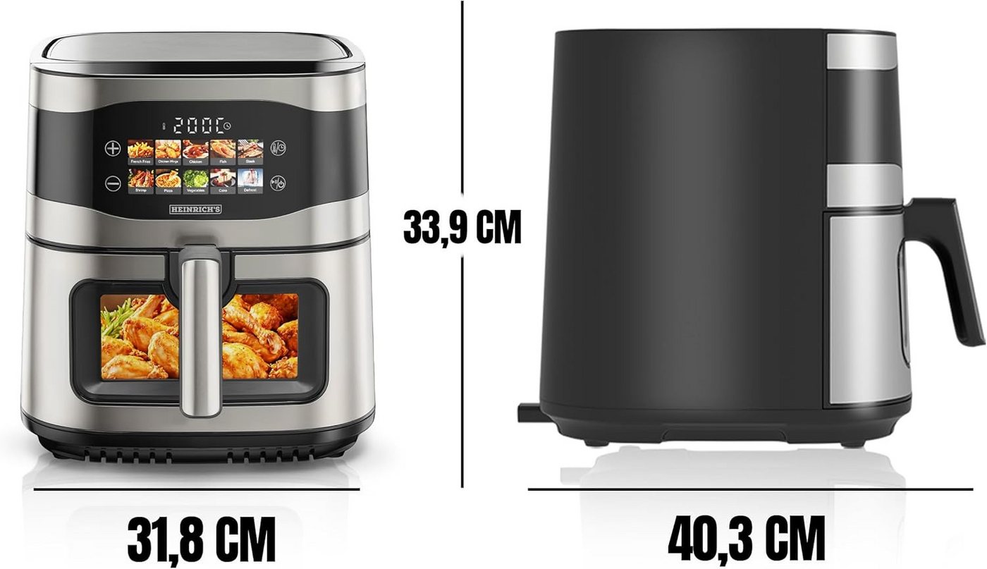 Heinrich´s Heißluftfritteuse, 1800 W, LED-Display mit Touch Bedienung, spülmaschinenfest