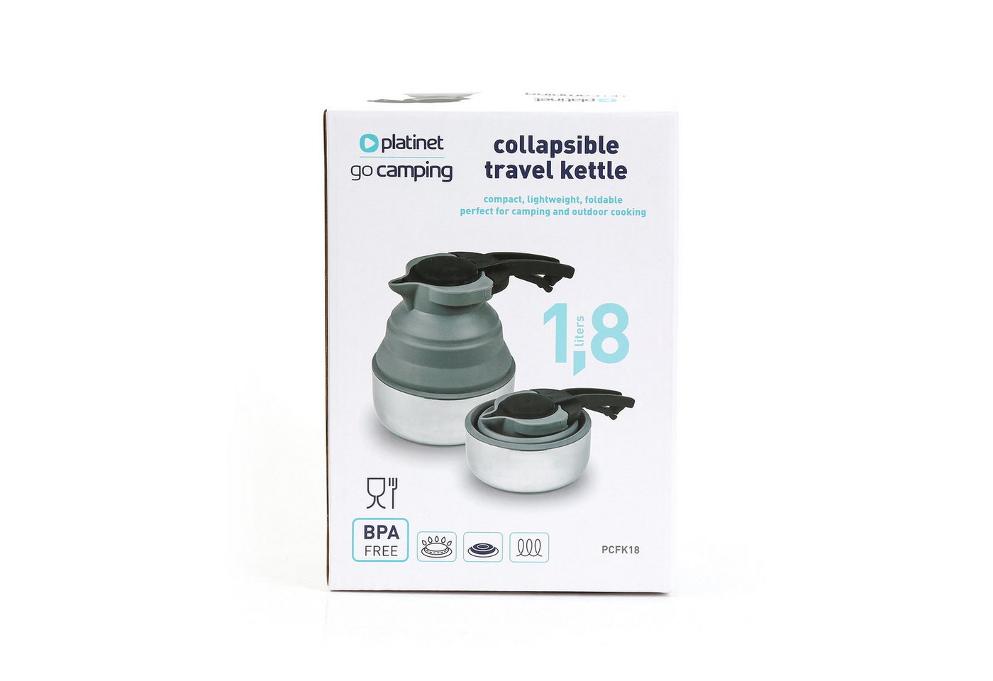Platinet Reise-Wasserkocher Faltbarer Camping Wasserkocher Kompakter Kettle, 1,8 l