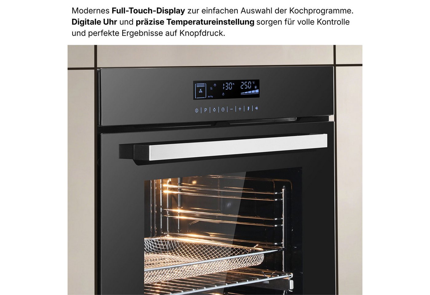 KB Elements Induktions Herd-Set KB ELEMENTS Herdset Backofen 60cm, Kratzfestes Induktionskochfeld 60cm, mit 2-fach-Teleskopauszug, AQUA CLEAN, Backofen Full Touch mit 15 Funktionen, Kratzfestes Induktionskochfeld