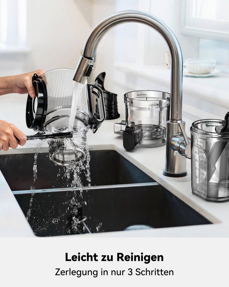 Linkchef Entsafter LINKChef 1,8 l Fassungsvermögen, Schwarz, 250 W, Langsame Kaltpress-Technologie, 1,8 Liter großzügiges Fassungsvermögen Bild 2