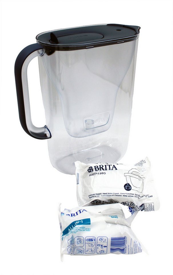 BRITA Wasserfilter Style Essential Wasserfilter 2,4L graublau + 2x Maxtra Pro Kartuschen