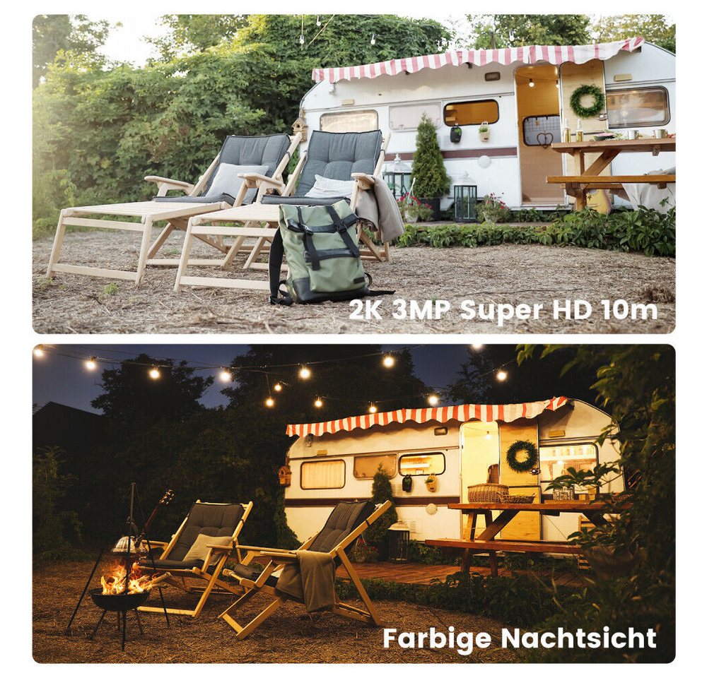TWUFY IP-Überwachungskamera 4G LTE Überwachungskamera Aussen Akku mit SIM Karte (Außenbereich, 2K Kabellos Solar PTZ Kamera Ohne WLAN Outdoor, 1-tlg., 355°/100° Schwenkbar, Farb-Nachtsicht, Lokaler/Cloud Speicher, Audio, PIR Erkennung,Solar PTZ IP Kamera Outdoor) Bild 3