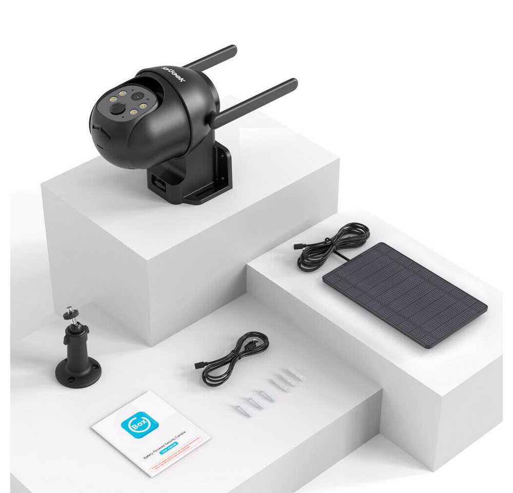 TWUFY IP-Überwachungskamera 4G LTE Überwachungskamera Aussen Akku mit SIM Karte (Außenbereich, 2K Kabellos Solar PTZ Kamera Ohne WLAN Outdoor, 1-tlg., 355°/100° Schwenkbar, Farb-Nachtsicht, Lokaler/Cloud Speicher, Audio, PIR Erkennung,Solar PTZ IP Kamera Outdoor) Bild 4