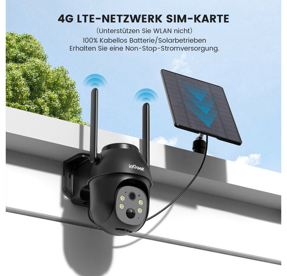 TWUFY IP-Überwachungskamera 4G LTE Überwachungskamera Aussen Akku mit SIM Karte (Außenbereich, 2K Kabellos Solar PTZ Kamera Ohne WLAN Outdoor, 1-tlg., 355°/100° Schwenkbar, Farb-Nachtsicht, Lokaler/Cloud Speicher, Audio, PIR Erkennung,Solar PTZ IP Kamera Outdoor) Bild 5