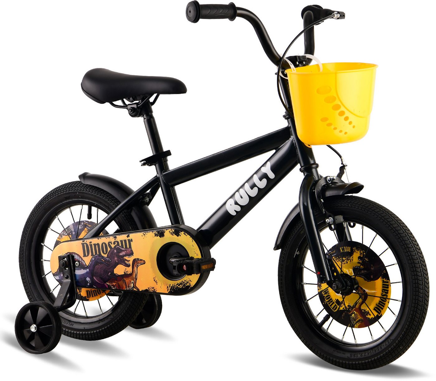 Vankel Kinderfahrrad 12-16 Zoll, ab 2 Jahren, BMX-Design, mit Stützrädern & Rücktrittbremse, 1 Gang, Jungenfahrrad mit Korb, Schutzbleche, Kettenschutz