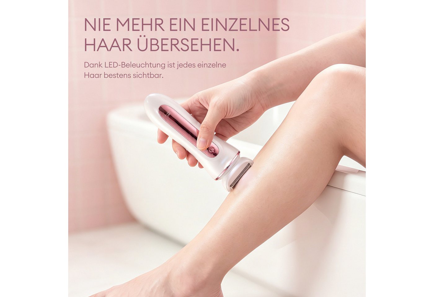 CkeyiN Pro Elektrokörperrasierer Intimrasierer für Frauen,Damenrasierer,Elektrischer Rasierer Damen, Kann unter fließendem Wasser abgewaschen werden, Aufsätze: 1, 5 Klingen,LED-Licht,IPX6 Wasserdicht,100 Min Laufzeit, für Gesicht/Beine/Körper/Bikinizone Bild 3