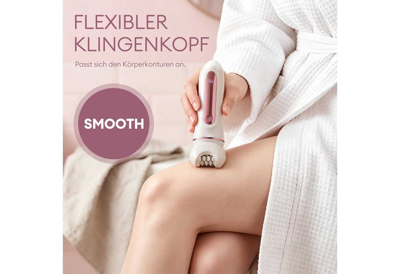 CkeyiN Pro Elektrokörperrasierer Intimrasierer für Frauen,Damenrasierer,Elektrischer Rasierer Damen, Kann unter fließendem Wasser abgewaschen werden, Aufsätze: 1, 5 Klingen,LED-Licht,IPX6 Wasserdicht,100 Min Laufzeit, für Gesicht/Beine/Körper/Bikinizone Bild 5