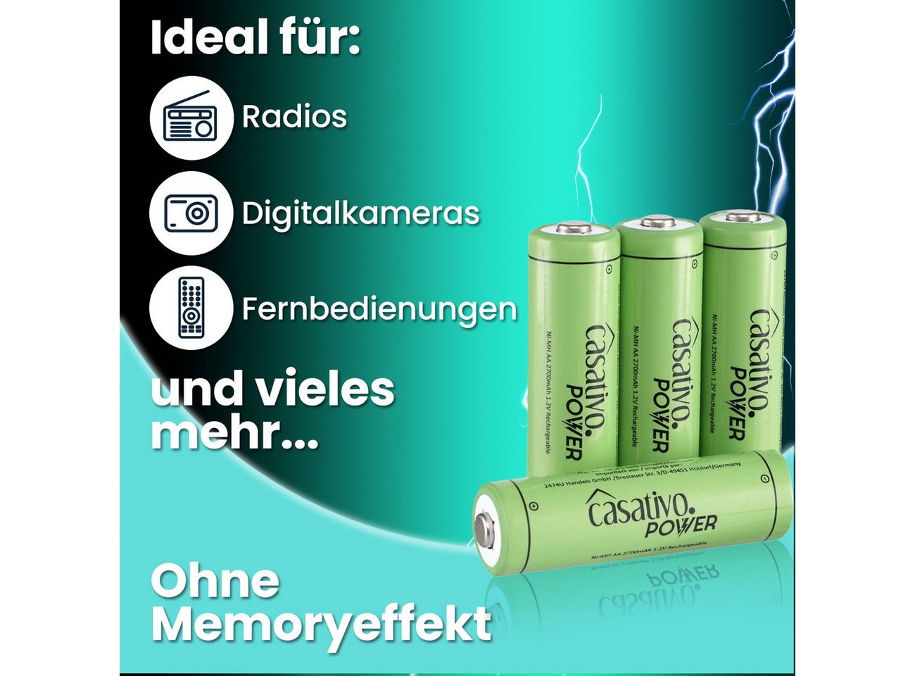 Casativo AAA Akkus 1100 mAh Micro Batterien Wiederaufladbar mit Case 4/8/20 St. Akku (4 St), AAA Micro Akkus - bis zu 1.000 Ladezyklen Bild 4