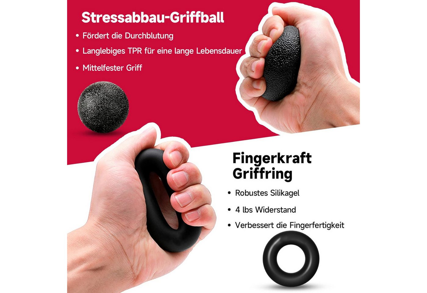 SURFOU Handmuskeltrainer Handtrainer Trainingsset, Griffkraft Trainer (5-St), Einstellbarer Widerstand 5-60kg mit Trainingsring & Griffball Bild 5