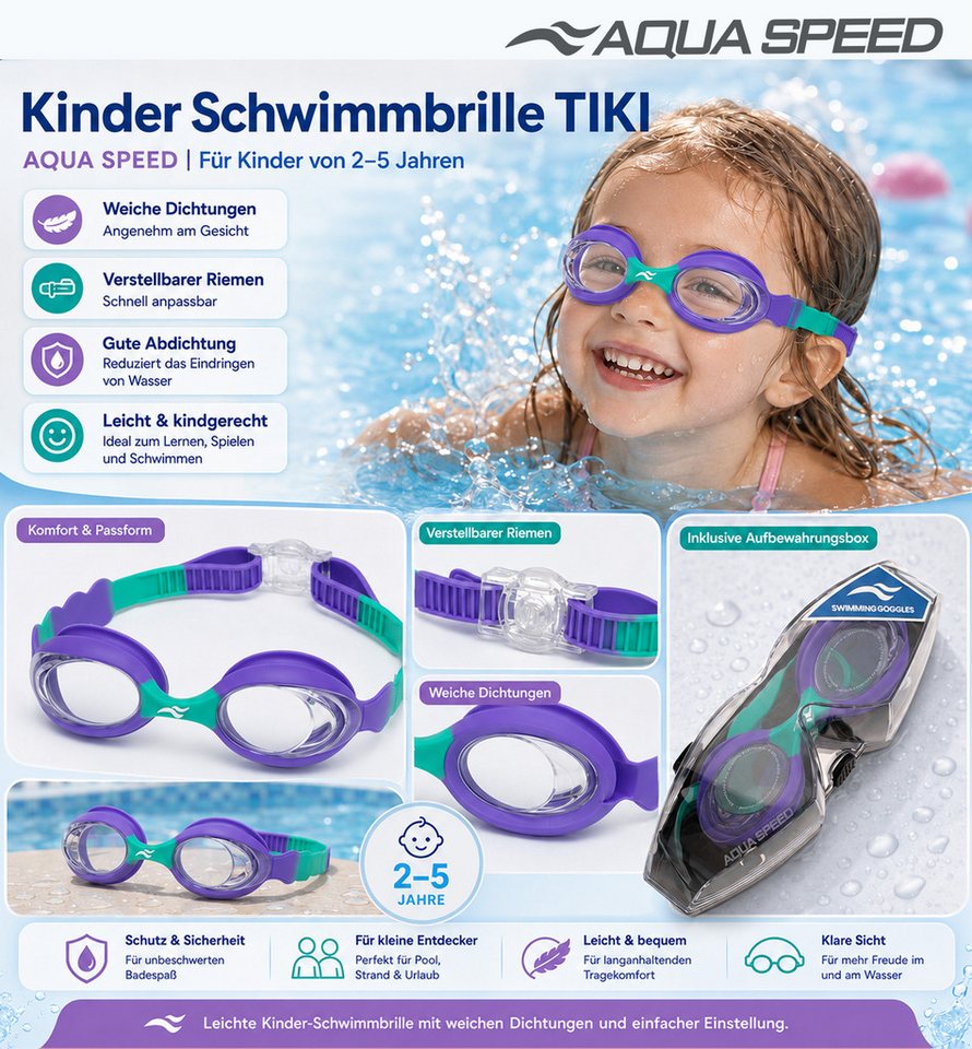 Aqua Speed Schwimmbrille AQUA SPEED TIKI & BONITO Kinder Antibeschlag- / UV-Schutz