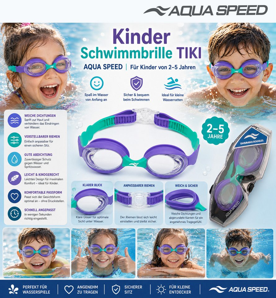 Aqua Speed Schwimmbrille AQUA SPEED TIKI & BONITO Kinder Antibeschlag- / UV-Schutz Bild 3
