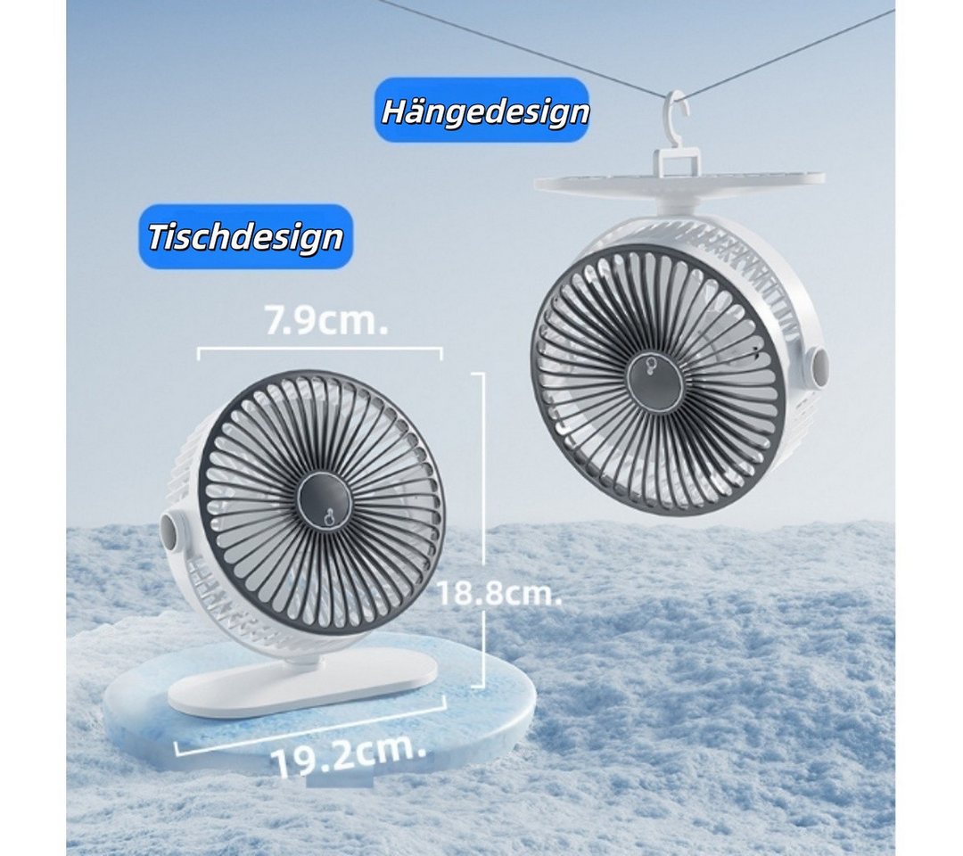 nsihing Mini USB-Ventilator USB Tischventilator, Tragbarer Mini Ventilator, 360° Drehbarer Kleiner Ventilator mit Haken für Zuhause Büro Küche Bild 2