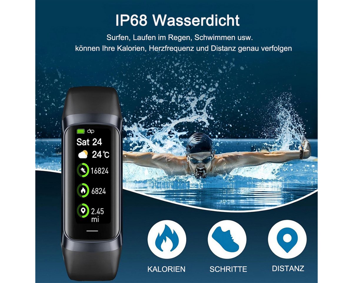 Futicare Fitness-Tracker Smartwatch mit 24/7 Herzfrequenz- & Blutsauerstoffmessung (Schlafmonitor, 1,1" AMOLED Touchscreen, 25 Sportmodi, Schrittzähler & IP68 wasserdicht für Damen & Herren) Bild 5