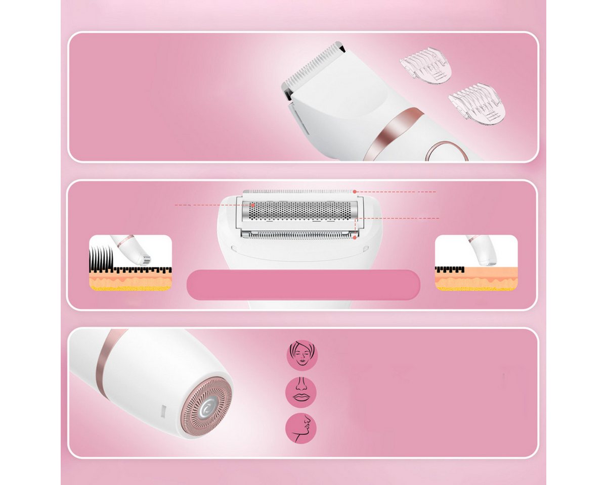 MAXGROOM Körper- und Bikinitrimmer JK-105, 3-in-1-Damentrimmer-Set für Körper, Gesicht und Bikinizone, 3-in-1-System mit IPX6-Schutz und LED-Display