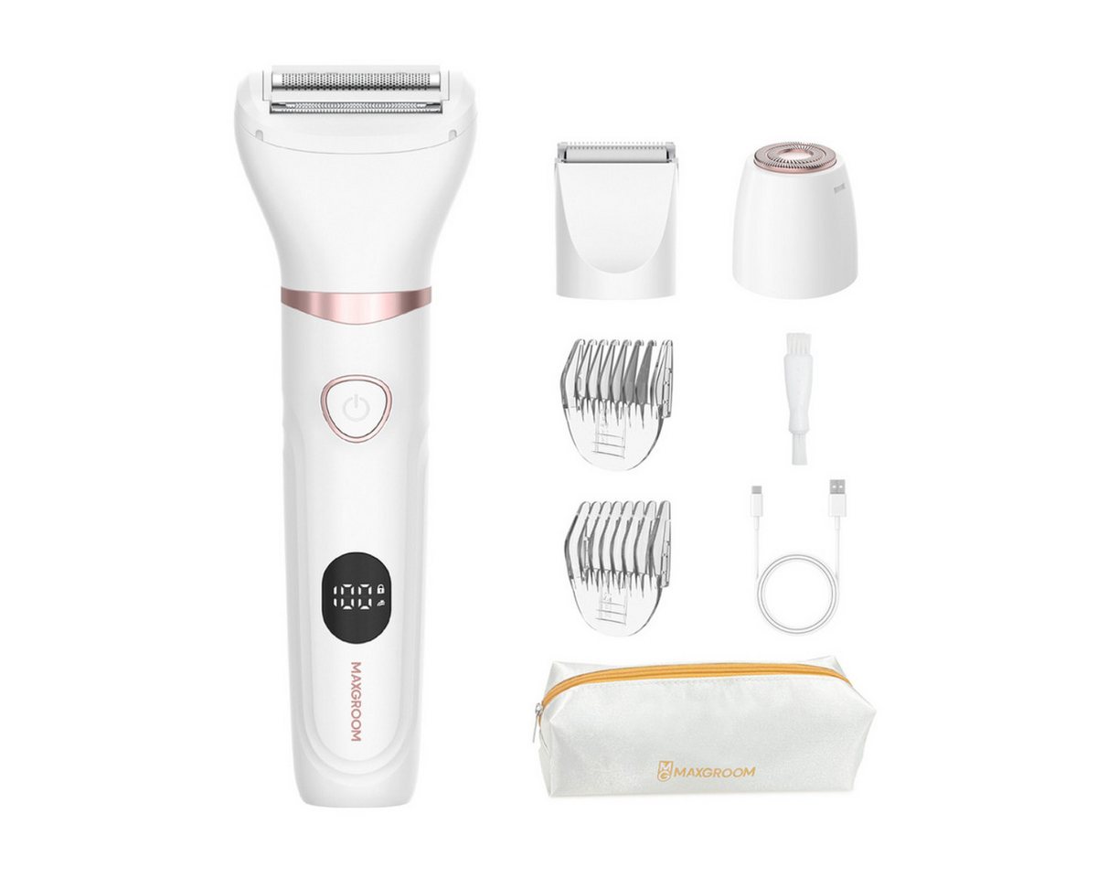MAXGROOM Körper- und Bikinitrimmer JK-105, 3-in-1-Damentrimmer-Set für Körper, Gesicht und Bikinizone, 3-in-1-System mit IPX6-Schutz und LED-Display Bild 4