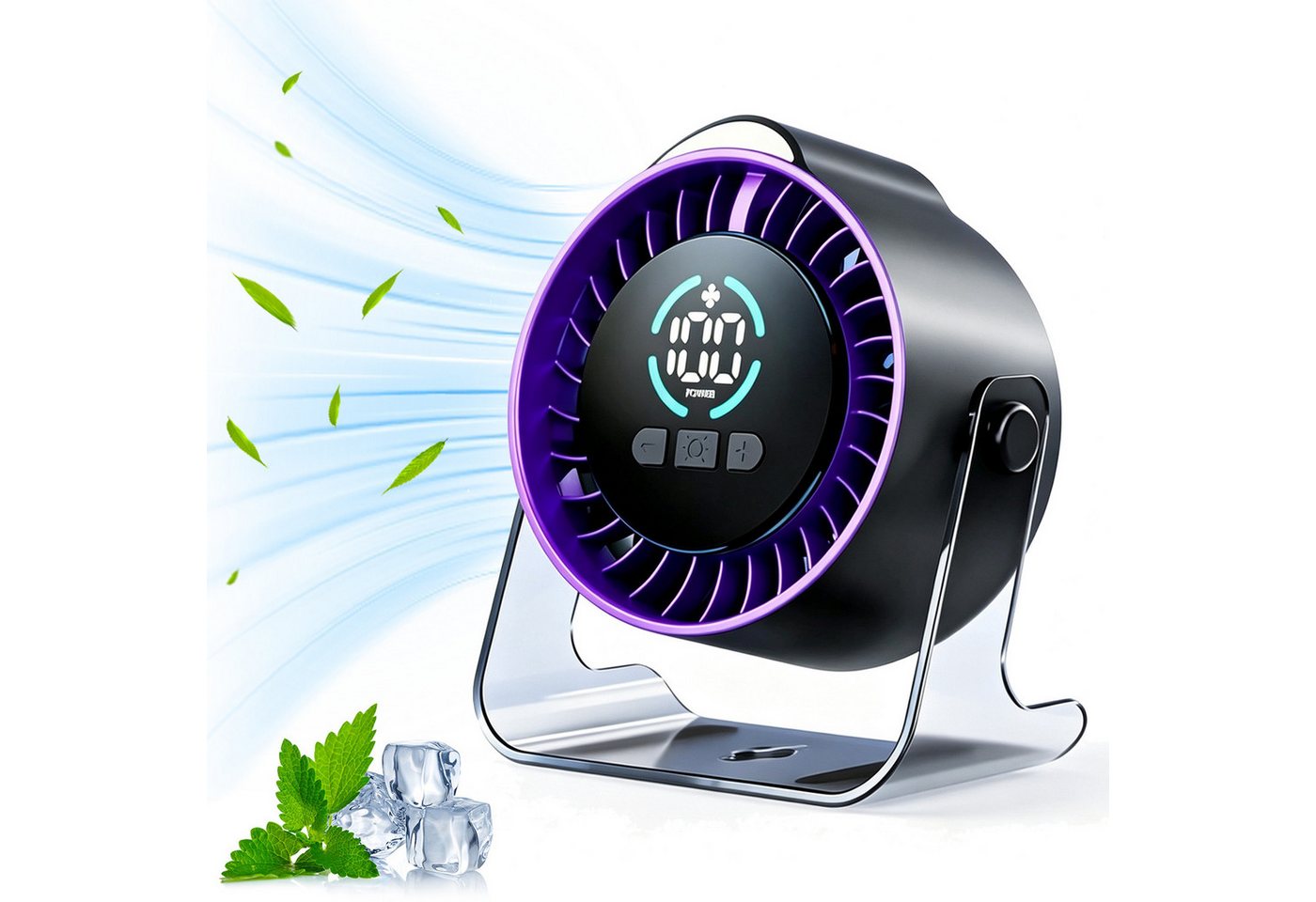 MOPUEA Tischventilator 2-in-1-Wand-und Tischventilator, 100 Stufen, Leiser Betrieb, 360°-Luftstrom, mit Nachtlicht, USB, für Reisen, Büro und Outdoor Bild 4