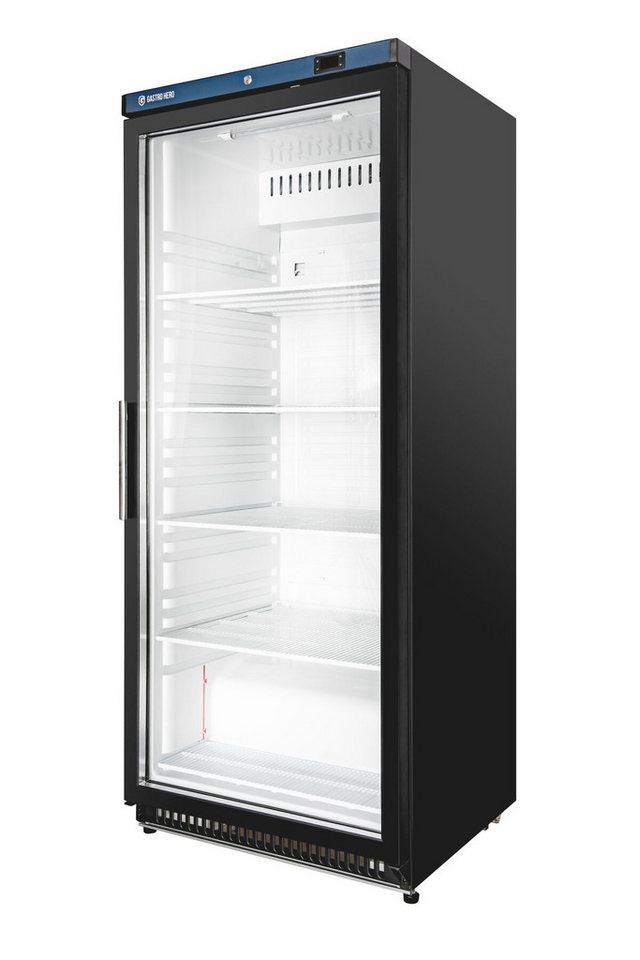 GastroHero Vollraumkühlschrank Lagerkühlschrank ECO 600 Glastür Schwarz 562 Liter LED LKSE600BG, 190 cm hoch, 77.5 cm breit, ideal zur Präsentation von Getränken und gekühlten Waren Bild 2