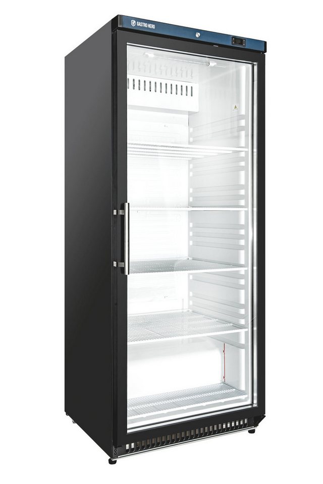 GastroHero Vollraumkühlschrank Lagerkühlschrank ECO 600 Glastür Schwarz 562 Liter LED LKSE600BG, 190 cm hoch, 77.5 cm breit, ideal zur Präsentation von Getränken und gekühlten Waren Bild 3