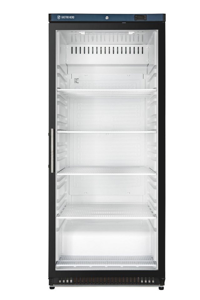 GastroHero Vollraumkühlschrank Lagerkühlschrank ECO 600 Glastür Schwarz 562 Liter LED LKSE600BG, 190 cm hoch, 77.5 cm breit, ideal zur Präsentation von Getränken und gekühlten Waren Bild 4