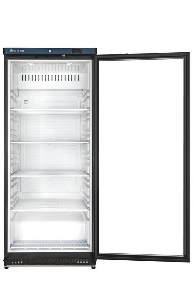 GastroHero Vollraumkühlschrank Lagerkühlschrank ECO 600 Glastür Schwarz 562 Liter LED LKSE600BG, 190 cm hoch, 77.5 cm breit, ideal zur Präsentation von Getränken und gekühlten Waren Bild 5