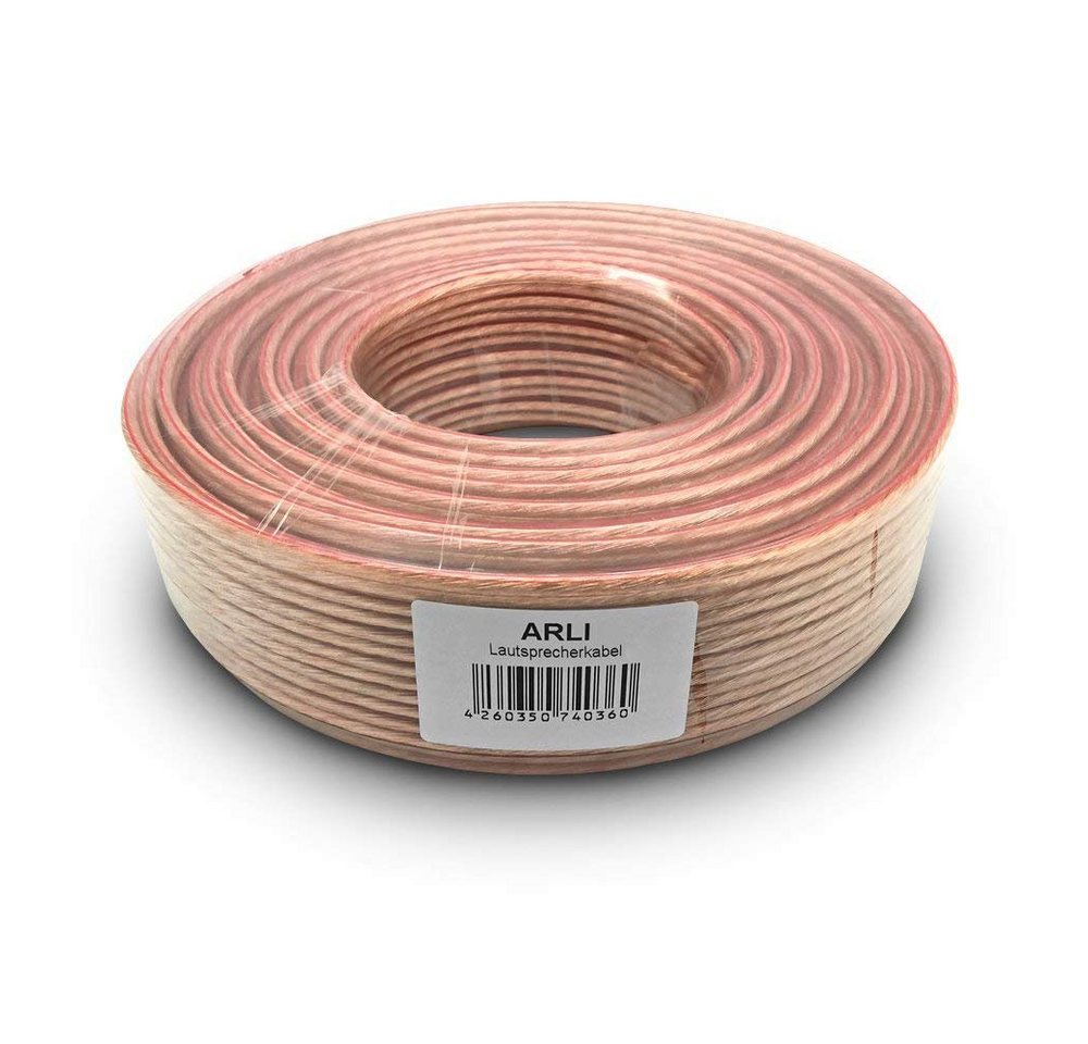 ARLI 2 x 4 mm² transparent Lautsprecherkabel Lautsprecher Box Kabel Audio-Kabel, (10000 cm), 100m Flexibel, schmal geformter Außenmantel Bild 3
