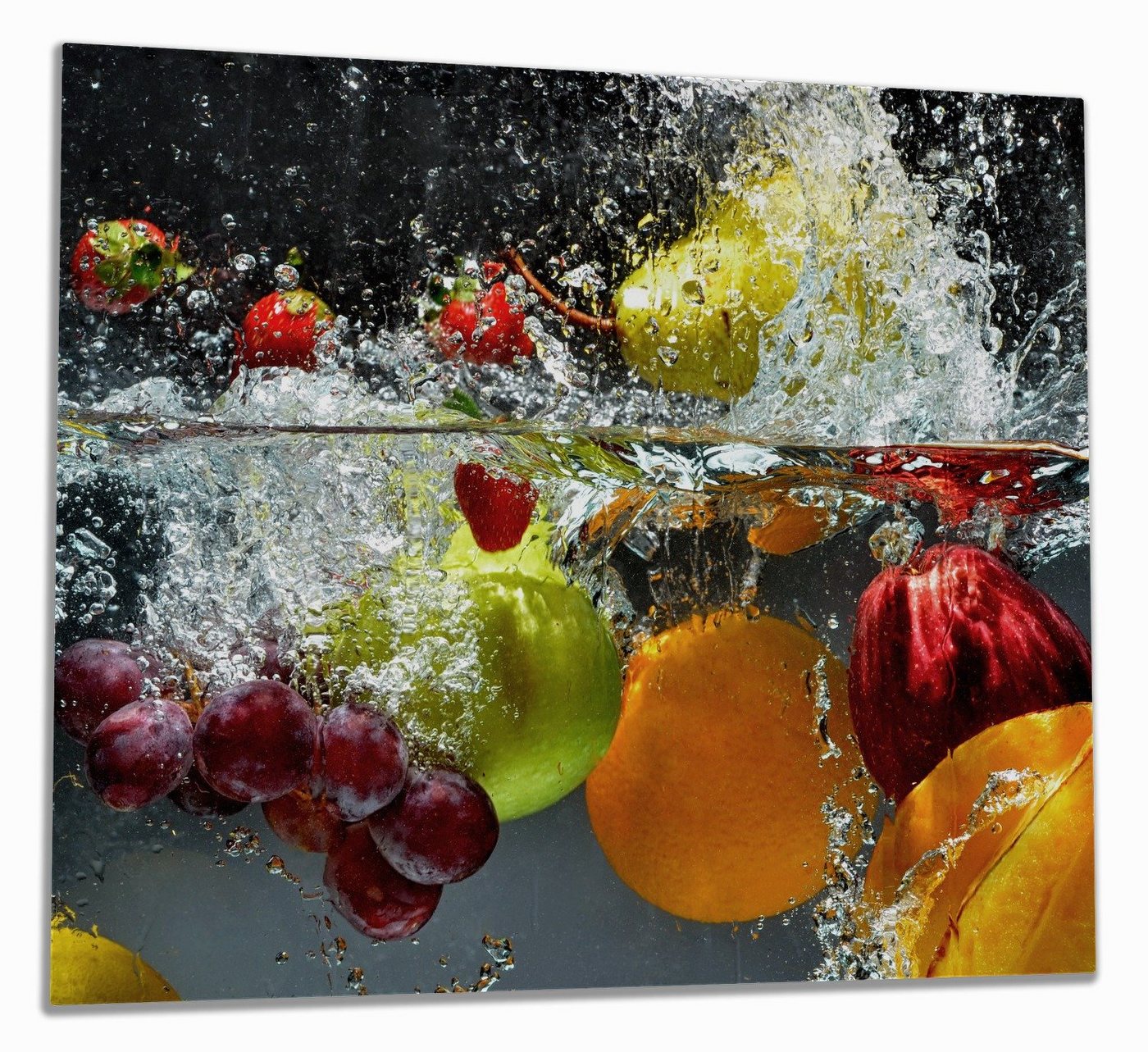 Wallario Herd-Abdeckplatte Früchte im und unter Wasser - Splashing Fruits, ESG-Sicherheitsglas, (Glasplatte, 1 tlg., inkl. 5mm Noppen), verschiedene Größen Bild 4