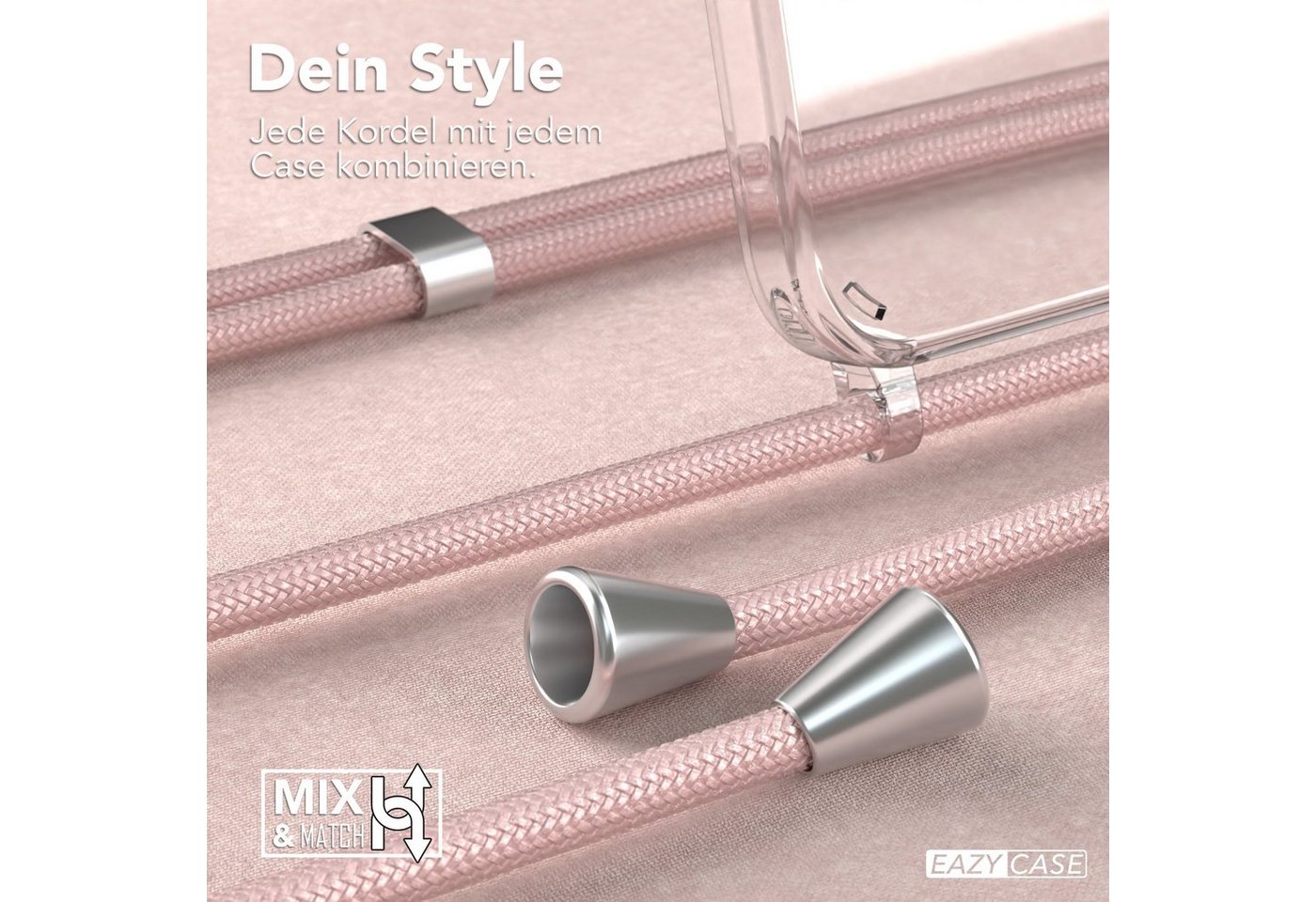EAZY CASE Handykette Hülle mit Kette für Samsung Galaxy S20 FE / 5G 6,5 Zoll, Slimcover Festival Hülle Band Handyketten Umhängehülle Altrosa Rosé