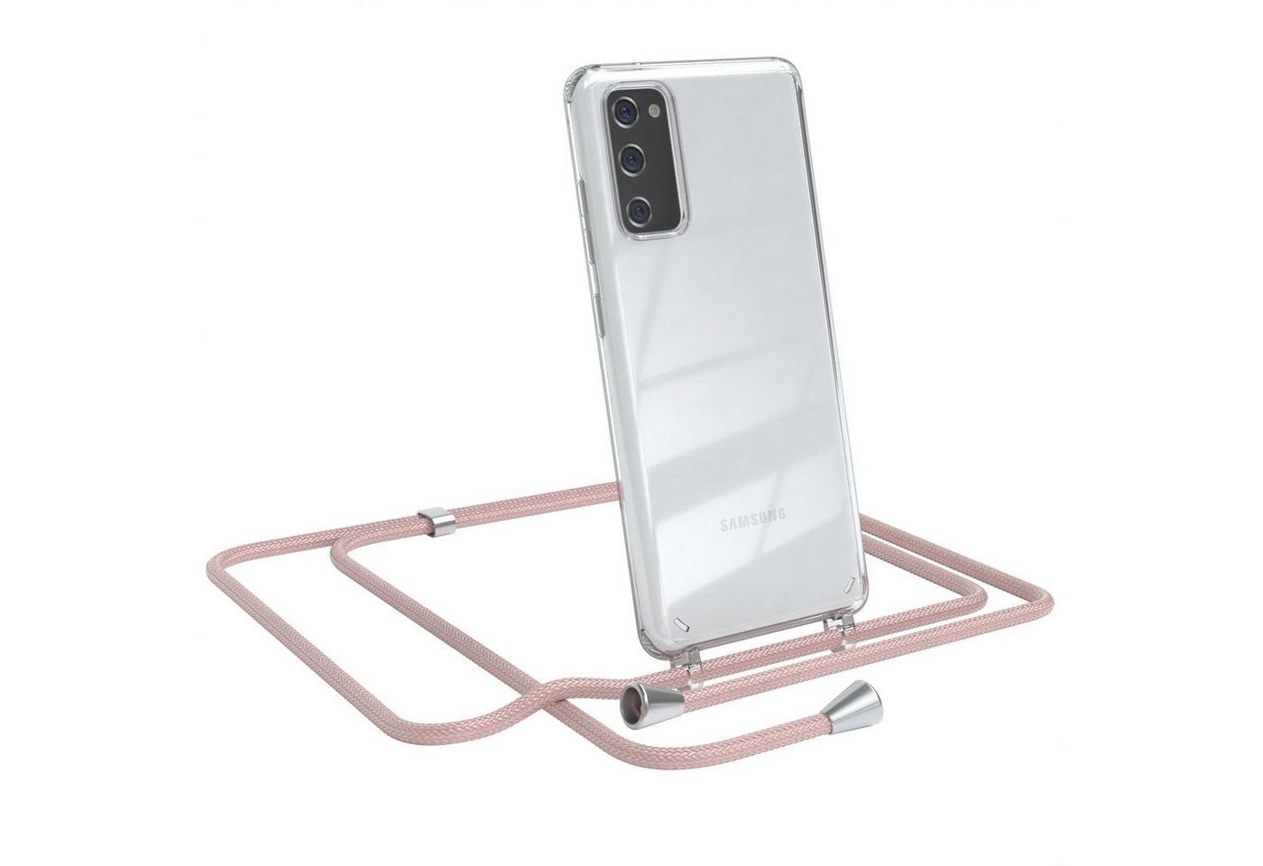 EAZY CASE Handykette Hülle mit Kette für Samsung Galaxy S20 FE / 5G 6,5 Zoll, Slimcover Festival Hülle Band Handyketten Umhängehülle Altrosa Rosé Bild 5