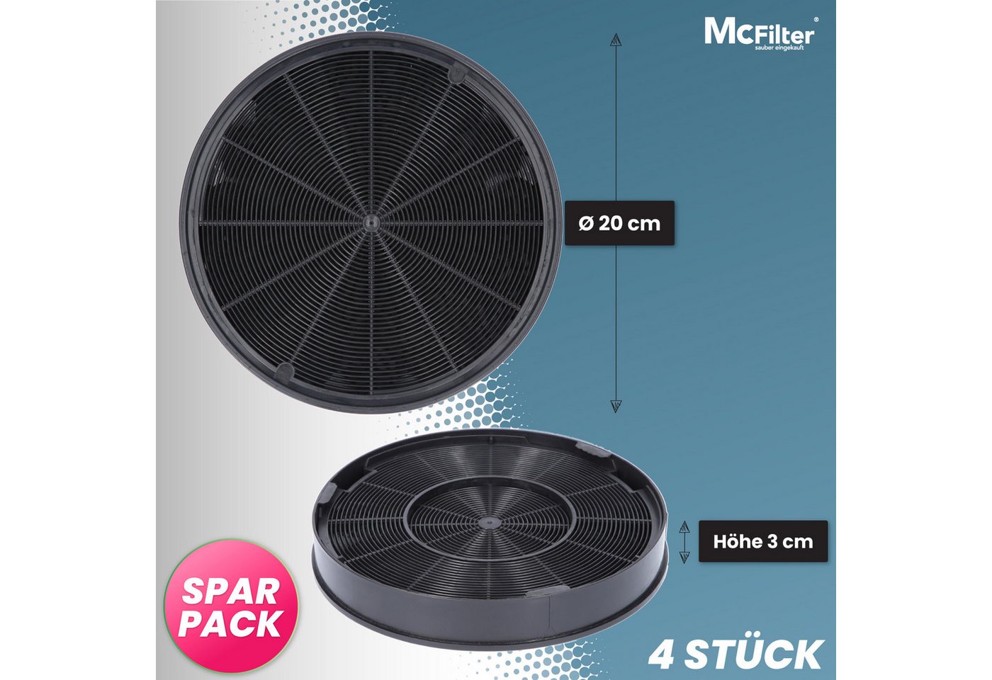 McFilter Aktivkohlefilter 4x Kohlefilter Filter, Zubehör für EFF62, Franke 112.0016.755, AEG 9029793578, Bosch/Siemens 00748732, Miele 6532971 Bild 5