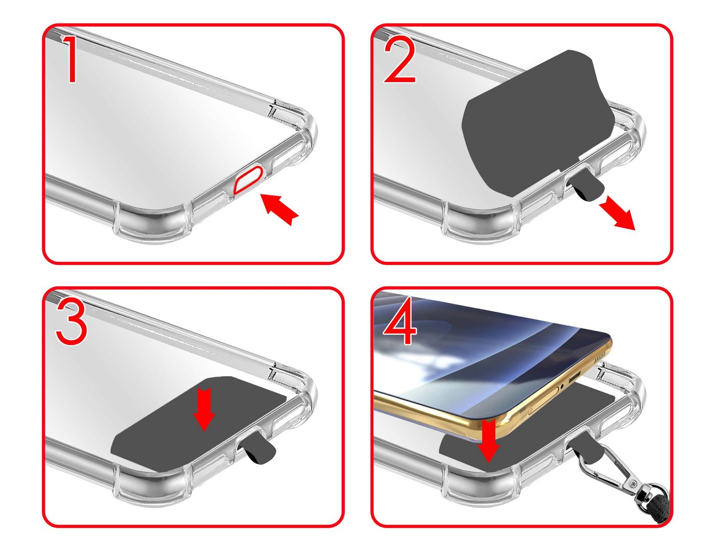 mtb more energy Handykette Universal (HBS) Metallfarbe silber, für nahezu alle Smartphone-Hüllen Bild 2