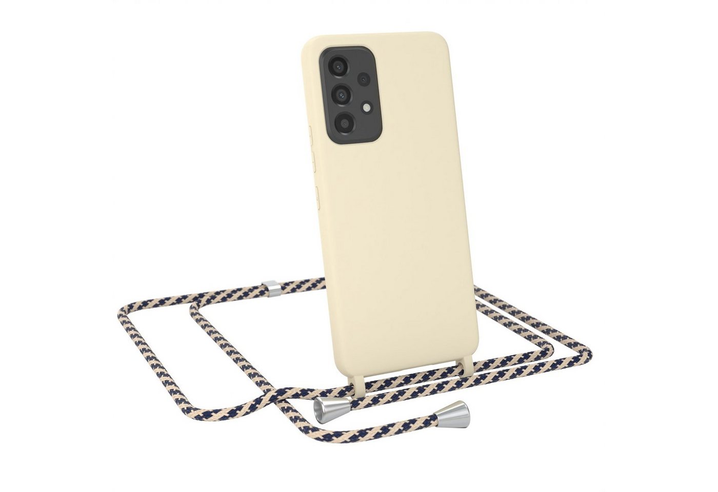 EAZY CASE Handykette Runde Silikon Kette für Samsung Galaxy A53 5G 6,5 Zoll, Handykette zum Umhängen Slim Phone Chain Festivalbag Smartphone Taupe Bild 3