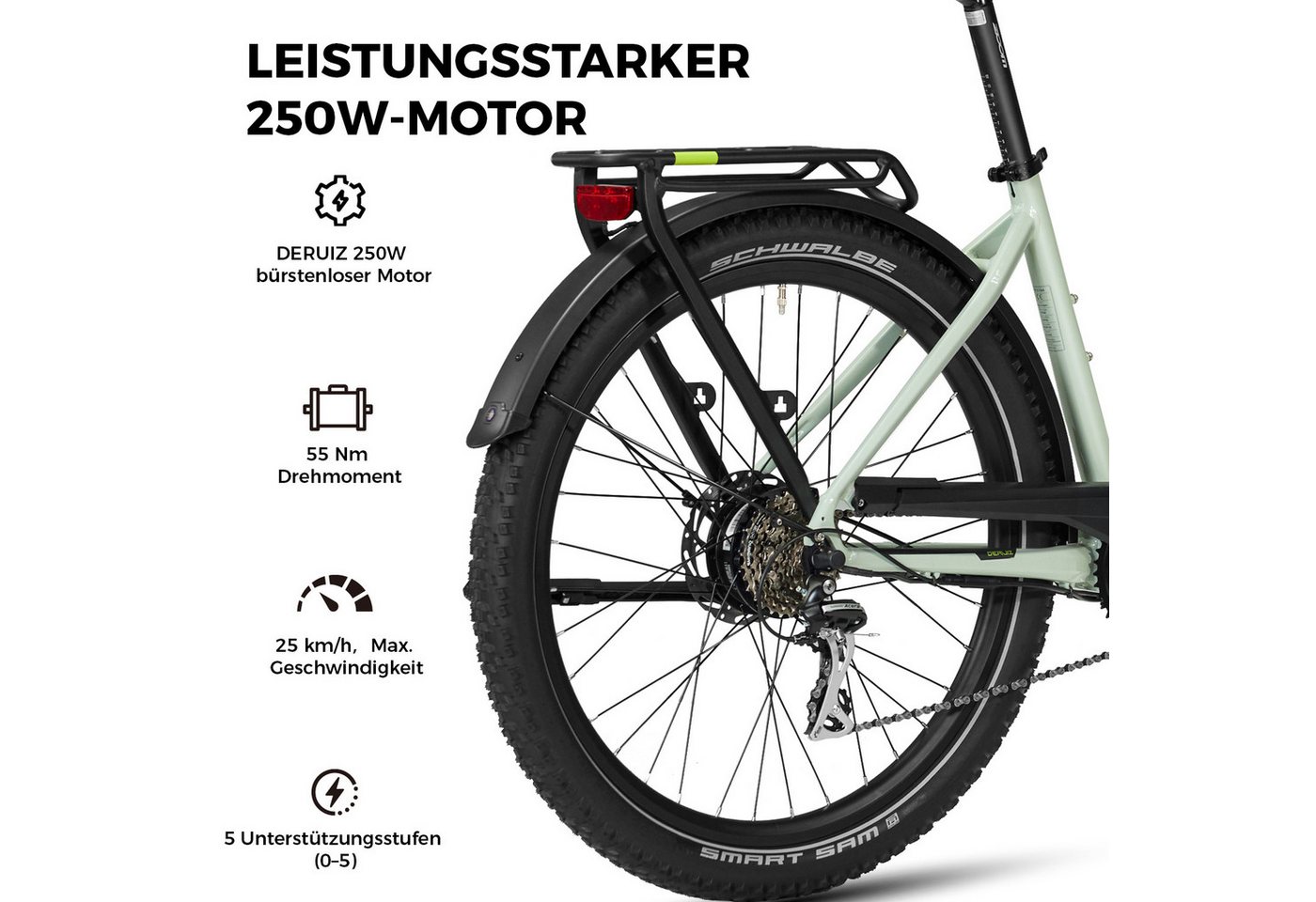 DERUIZ E-Bike Trekkingrad 28 Zoll, Quartz 2.0/SUV, max. 160km, Drehmomentsensor, Bluetooth+APP, 8 Gang SHIMANO Acera RD-M360 SGS Schaltwerk, Kettenschaltung, Hinterradmotor, 644 Wh, SUV, Tiefeinsteiger, RH: 46cm, Elektrofahrrad für Damen und Herren Bild 5