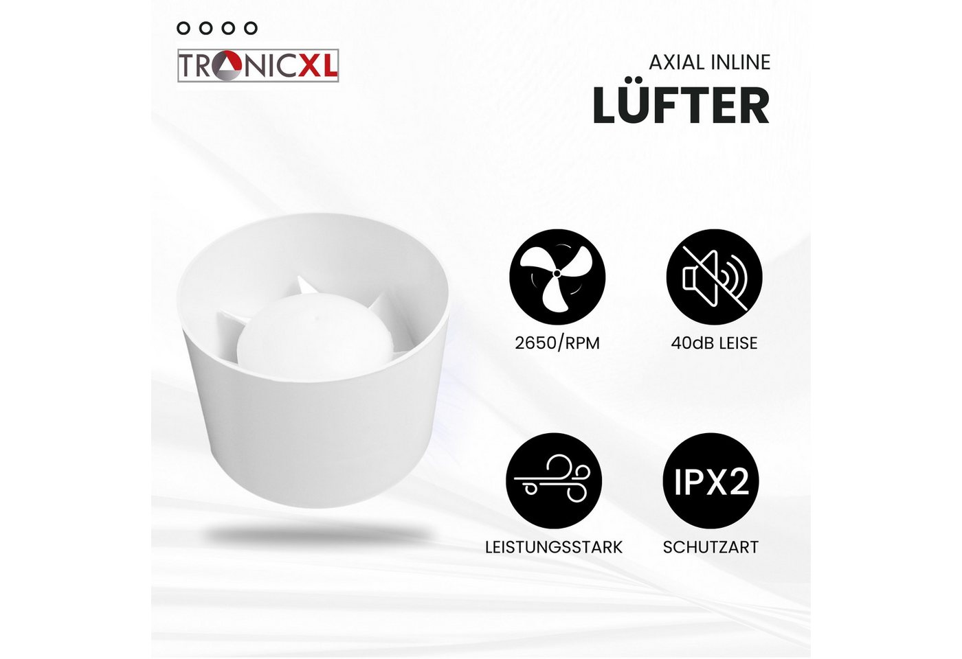 TronicXL Turboventilator 100mm Abluft Zuluft Grow Lüfter Inline Ventilator Rohrlüfter Grower, für Growbox Growzelt Growschrank Zubehör Abluftventilator