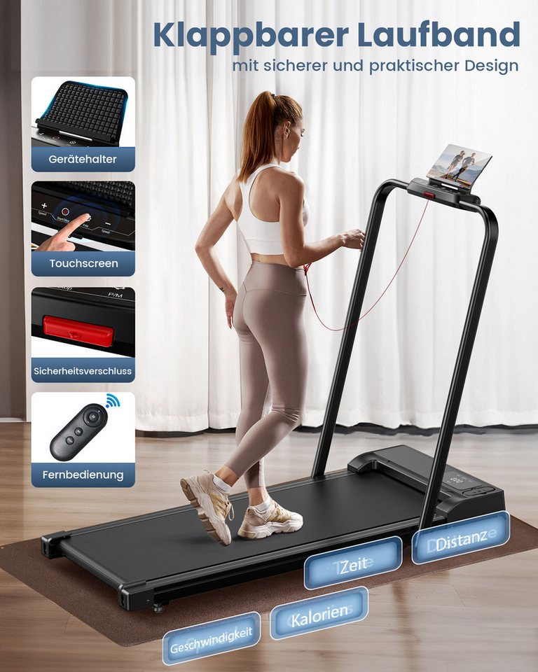 iscooter Laufband Klappbares Laufband bis 14 km/h walking jogging pad, Hochwertiger Stahlrahmen, 2.5HP Hochleistungsmotor
