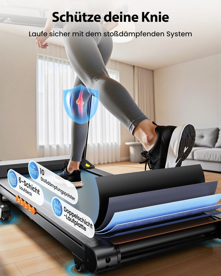 iscooter Laufband Klappbares Laufband bis 14 km/h walking jogging pad (Maximale Tragkraft 150 kg), 3.5HP,15° automatische Neigungsverstellung