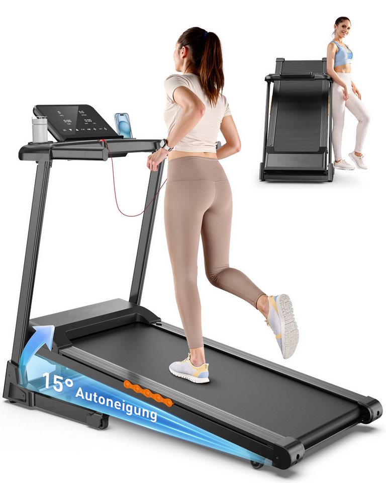 iscooter Laufband Klappbares Laufband bis 14 km/h walking jogging pad (Maximale Tragkraft 150 kg), 3.5HP,15° automatische Neigungsverstellung Bild 3