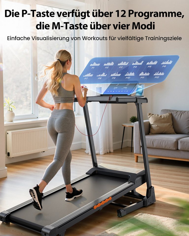 iscooter Laufband Klappbares Laufband bis 14 km/h walking jogging pad (Maximale Tragkraft 150 kg), 3.5HP,15° automatische Neigungsverstellung Bild 5